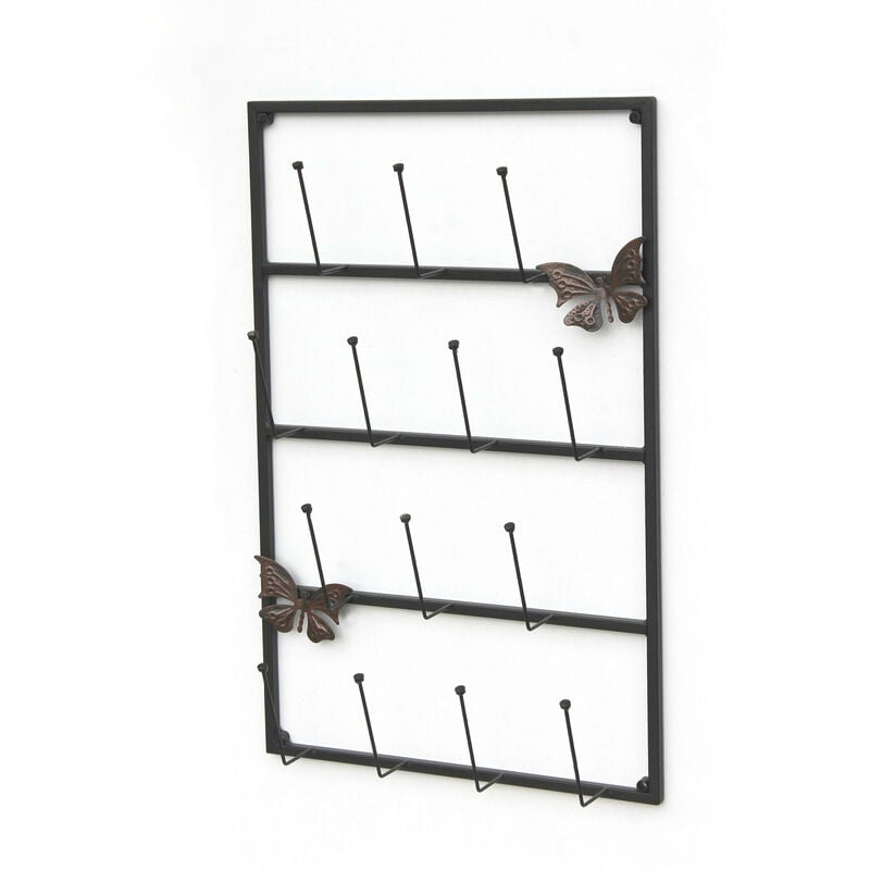 Porta-tazze da parete DanDiBo in metallo nero, 60 cm, ganci per