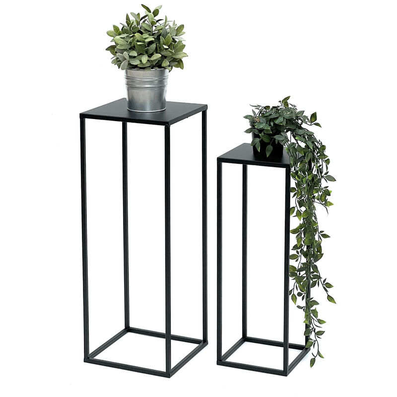 DanDiBo Sgabello per fiori in metallo nero, forma quadrata di 70 cm,  supporto per fiori, tavolino