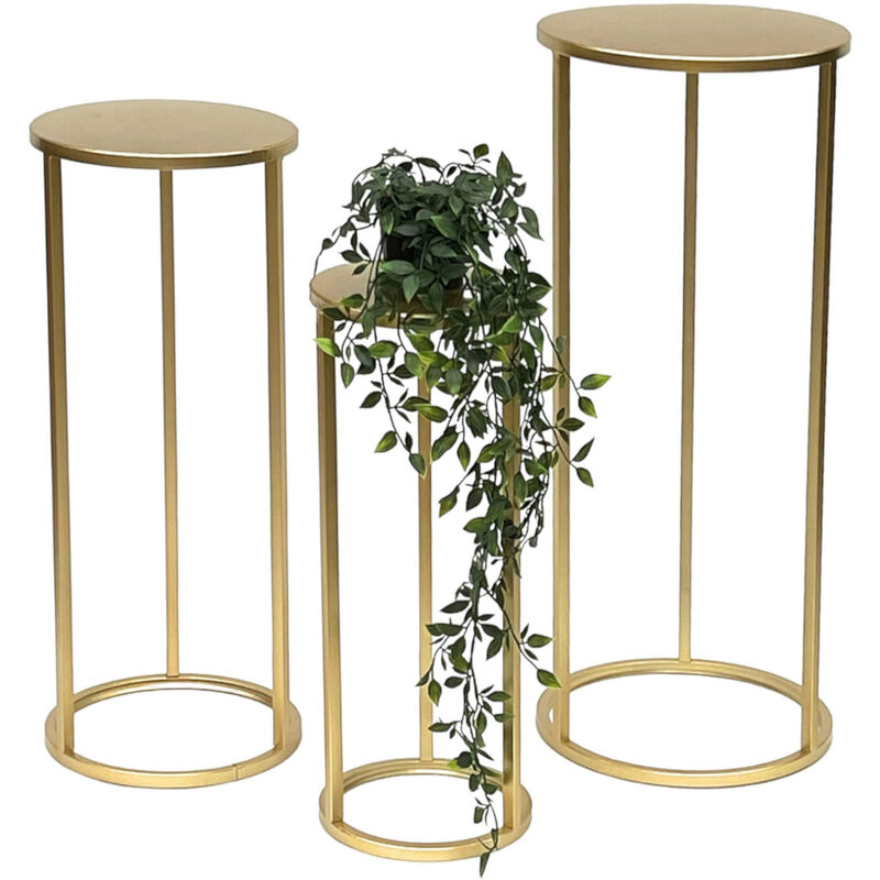 DanDiBo Sgabello per Fiori in Metallo Dorato, Angolare, 60 cm, Supporto per  Piante 96506 M, Colonna