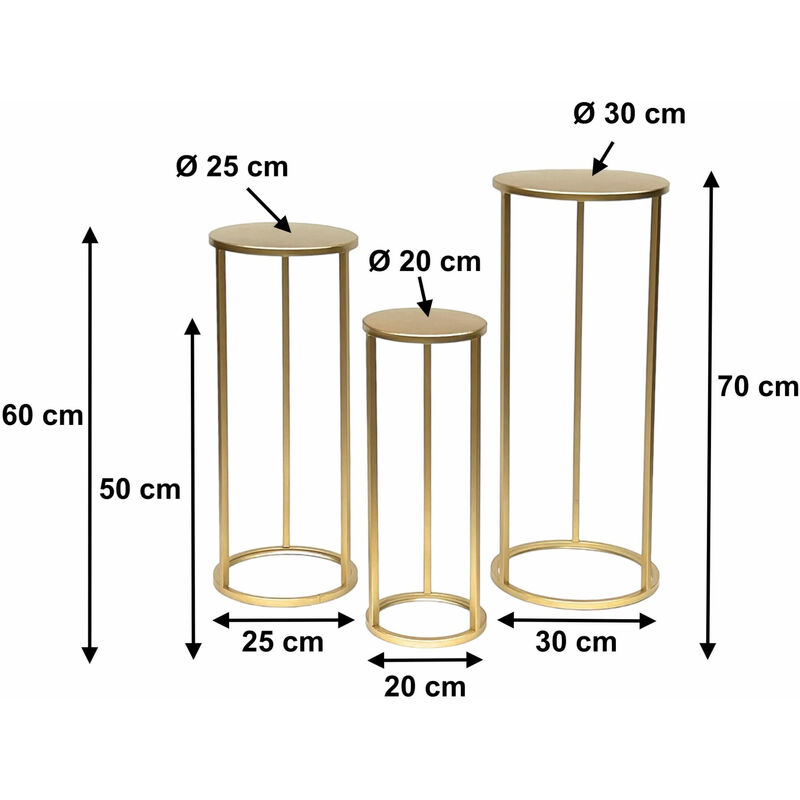 DanDiBo Sgabello per fiori in metallo nero, rotondo, 70-50 cm, tavolino da  tavolo 96316 con colonna di fiori, moderno supporto per piante (70 cm)