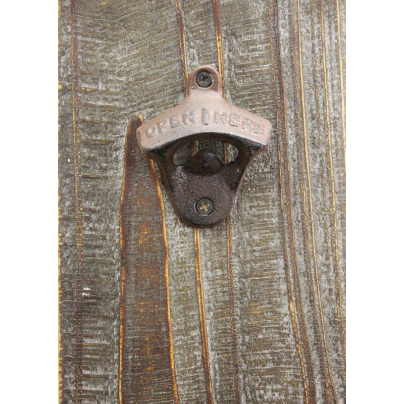 Apribottiglie Da Parete Con Contenitore Tappi - Legno E Metallo, 32 Cm, Decorativo - 2