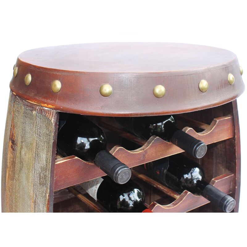 Scaffale-Vini Botte-Vini Botte in Legno Alt.70cm Nr.1546 Porta-Bottiglie  Scaffale Marrone Antico