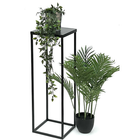 DanDiBo Sgabello per fiori in metallo nero, forma quadrata di 70 cm,  supporto per fiori, tavolino