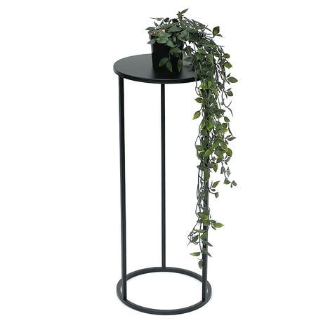 DanDiBo Sgabello per Fiori in Metallo con Vaso Nero Argento 20 cm