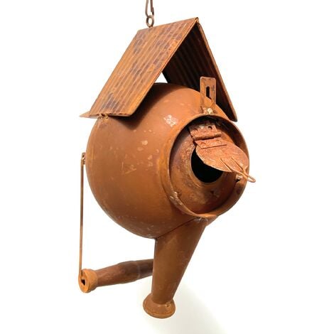 Casetta Per Uccelli In Fibra Di Bambù - Diametro 15cm, Altezza 28cm, Arancione - Foto 4