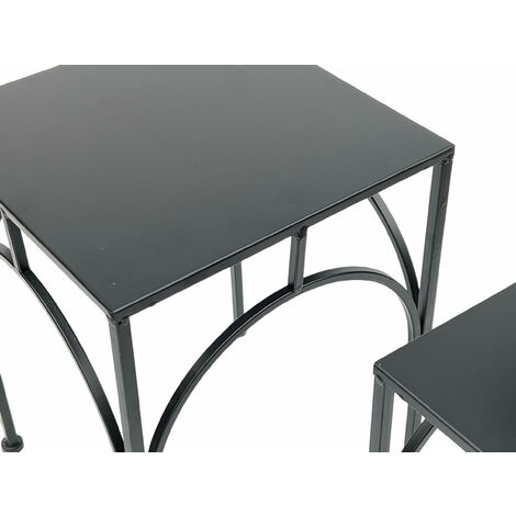 Sgabello in tessuto nero con gambe in metallo nero - Perry