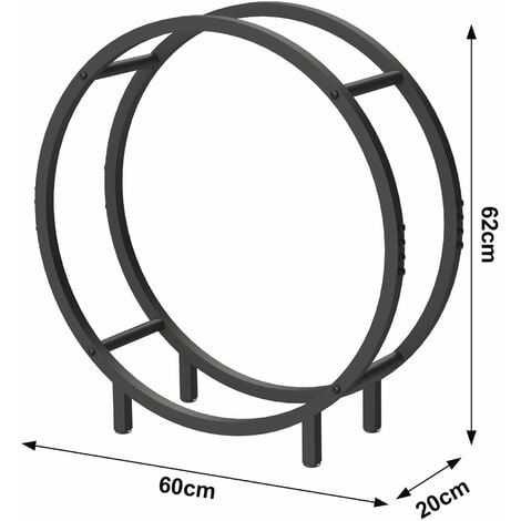 Scaffale portalegna DanDiBo interno in metallo nero, autonomo, rotondo da  60 cm, supporto per legna da