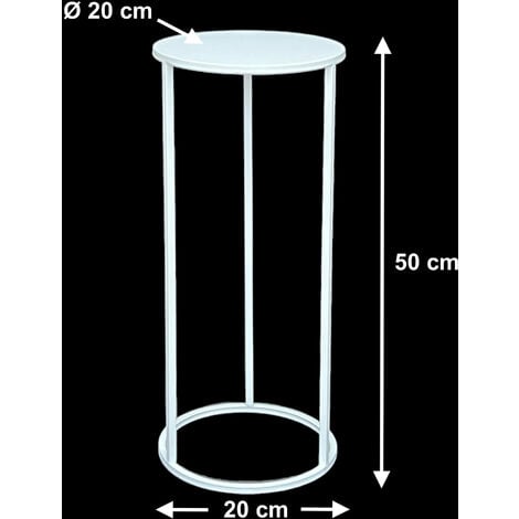 DanDiBo Sgabello per fiori in metallo bianco, rotondo, 50 cm