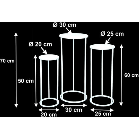 DanDiBo Sgabello per fiori in metallo bianco, rotondo, 50 cm