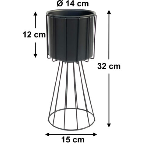 DanDiBo Sgabello Portavasi In Metallo: Supporto Per Piante Con Vaso Incluso, 25 Cm, Nero E Grigio
