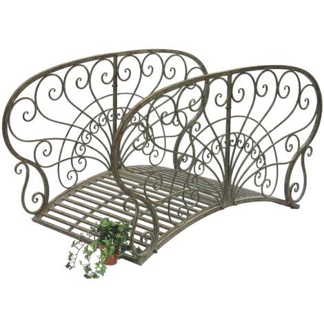 Ponte Da Giardino Outsunny In Metallo 102x48x49cm - Stile Vintage, Carico 150kg, Per Laghetti E Decorazione