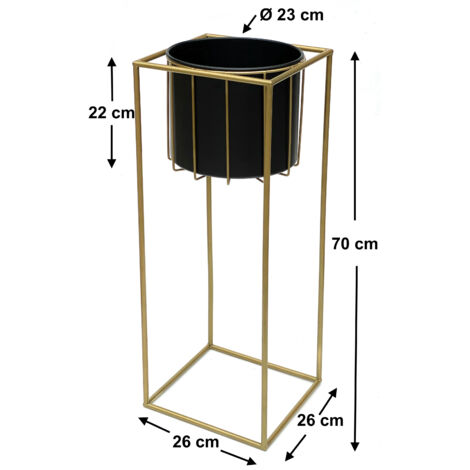 DanDiBo Sgabello per fiori in metallo, rettangolare, 68 cm, 437, colore: nero