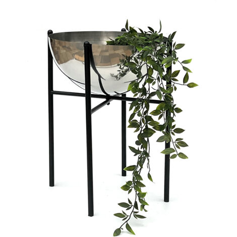 Sgabello Porta Fiori Con Pentola Metallo Oro Nero S 47 CM Supporto per