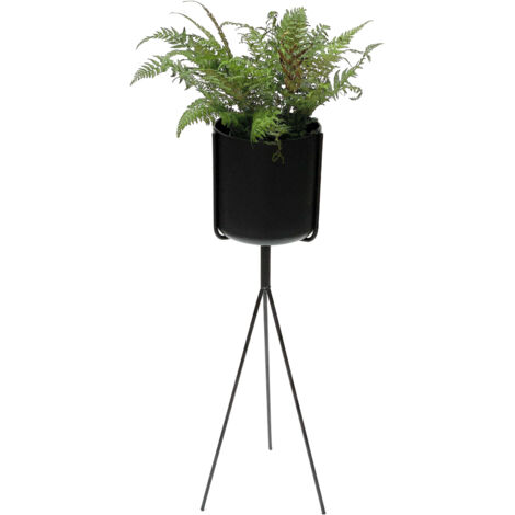 DanDiBo Sgabello Portavasi In Metallo: Supporto Per Piante Con Vaso Incluso, 25 Cm, Nero E Grigio