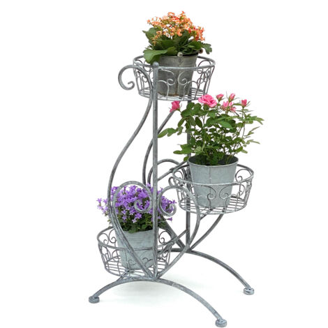 Spetebo Scaffale Per Piante In Metallo 3 Ripiani – 100x75x60 Cm – Nero – Per Interno/Esterno