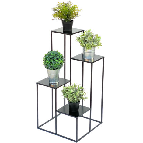 DanDiBo Tabouret pour fleurs Métal Noir Angulaire 28 cm Support pour