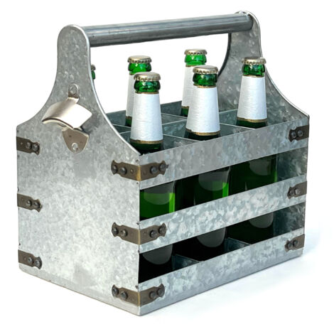 Borsa Portabottiglie In Feltro Grigio Per 6 Birre – Con 2 Apribottiglie, Misura 23,2x14,5x15 Cm, Elegante E Robusta