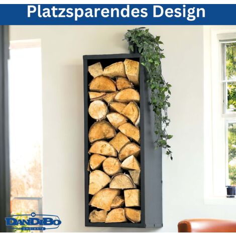 Scaffale Per Legna Da Ardere DanDiBo – Metallico Nero, 100 Cm Altezza, Con Parete Posteriore, Per Interno/Esterno, 4.2 Kg
