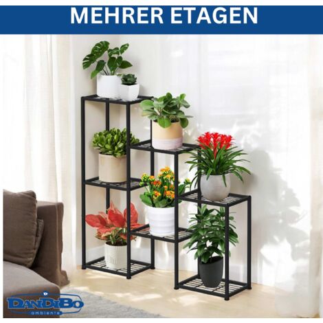 Sostegno Per Piante DanDiBo Con Vaso In Metallo, Nero E Bianco Vintage, Altezza 75 Cm - 3