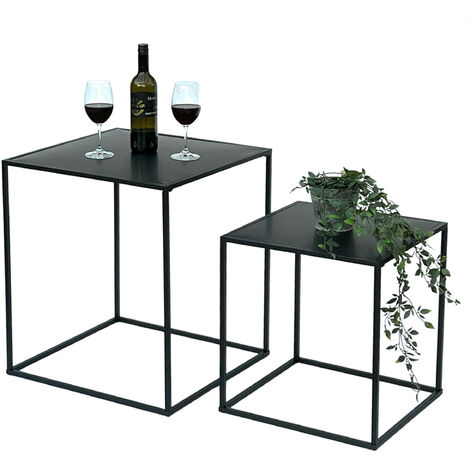 Tavolino Da Caffè Alvio – Nero, 40x60x40 Cm, In MDF E Metallo, Design Moderno Per Soggiorno