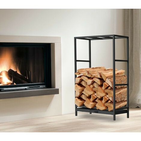 Scaffale Per Legna Da Ardere DanDiBo – Metallico Nero, 100 Cm Altezza, Con Parete Posteriore, Per Interno/Esterno, 4.2 Kg