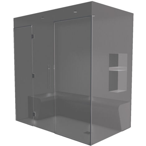Kit costruzione cabina hammam con parete vetrata da piastrellare 200 x 120 con generatore di vapore