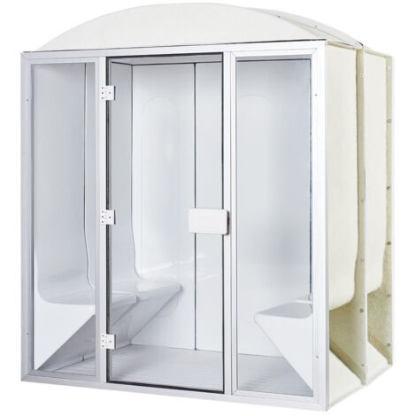 Cabine de hammam 4 places complète en acrylique + porte et vitres 190 x 130 x 225 cm pret à monter desineo