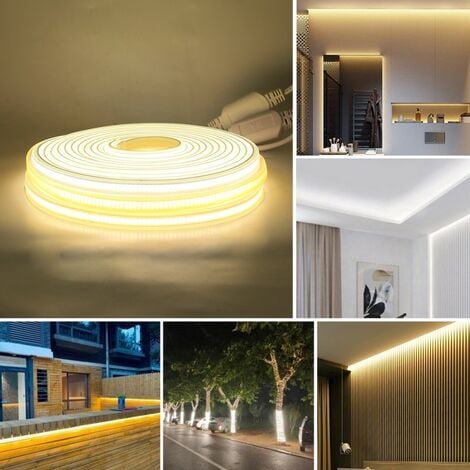 Striscia led COB impermeabile 220V bianco caldo al metro per illuminazione  interna/esterna