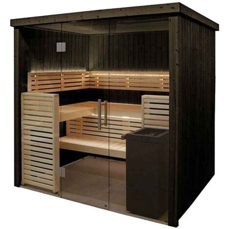 Cabina sauna Desineo 206 x 203 x 202 cm Stufa per sauna per 2 o 3 persone fornita