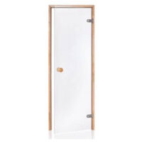 Porta sauna in vetro sicura da 8 mm in cornice di pino trasparente 90 x 190