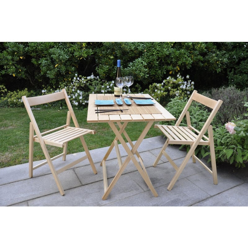 Promo set giardino tavolo Price + 4 sedie Happy Hour in legno naturale