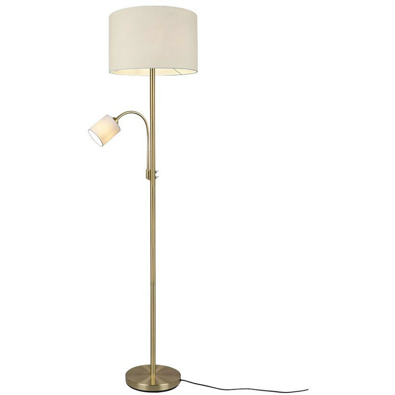 Modern brass floor lamp with black shade - Ilse