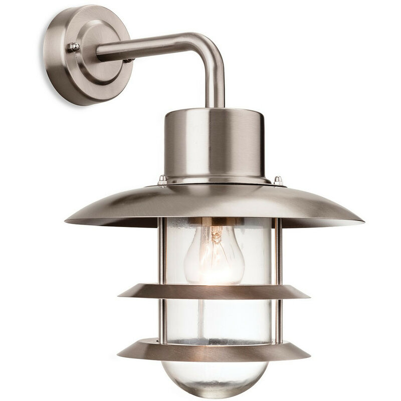 Firstlight Austin - 1 Light Outdoor Wall Light Stainless Steel IP44, E27