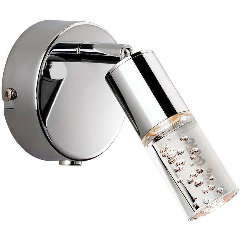 Firstlight Focus - LED 1 Light Indoor Wall Light (Switched) Chrome, Clear Acrylic Bubble Shade
