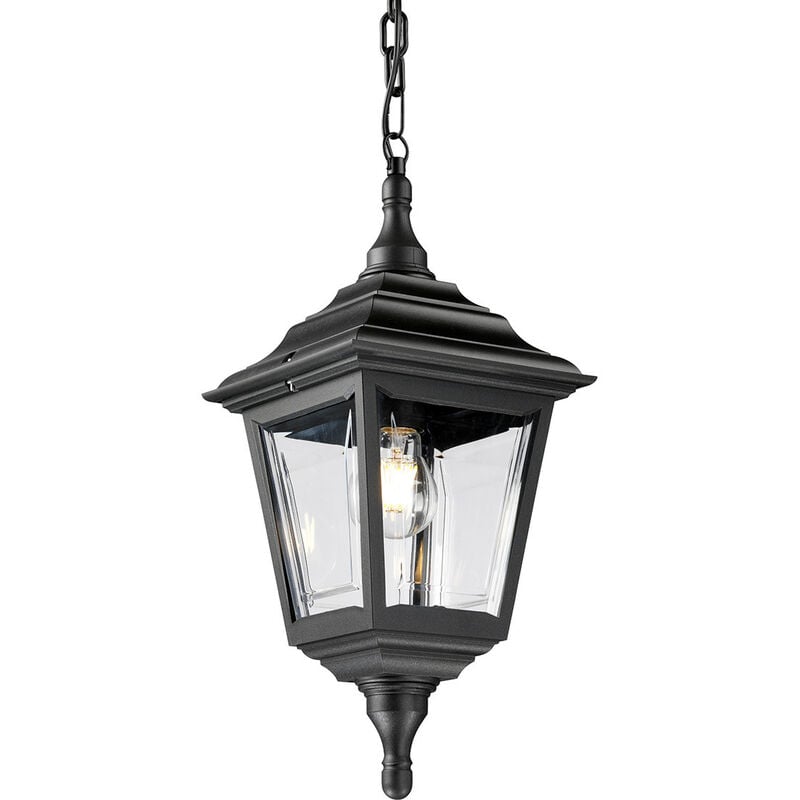 Elstead Kerry - 1 Light Outdoor Ceiling Chain Lantern Black IP44, E27