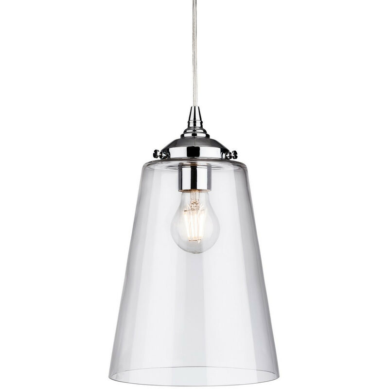 Firstlight Seville 1 Light Dome Ceiling Pendant Chrome With Clear Glass E27 7671