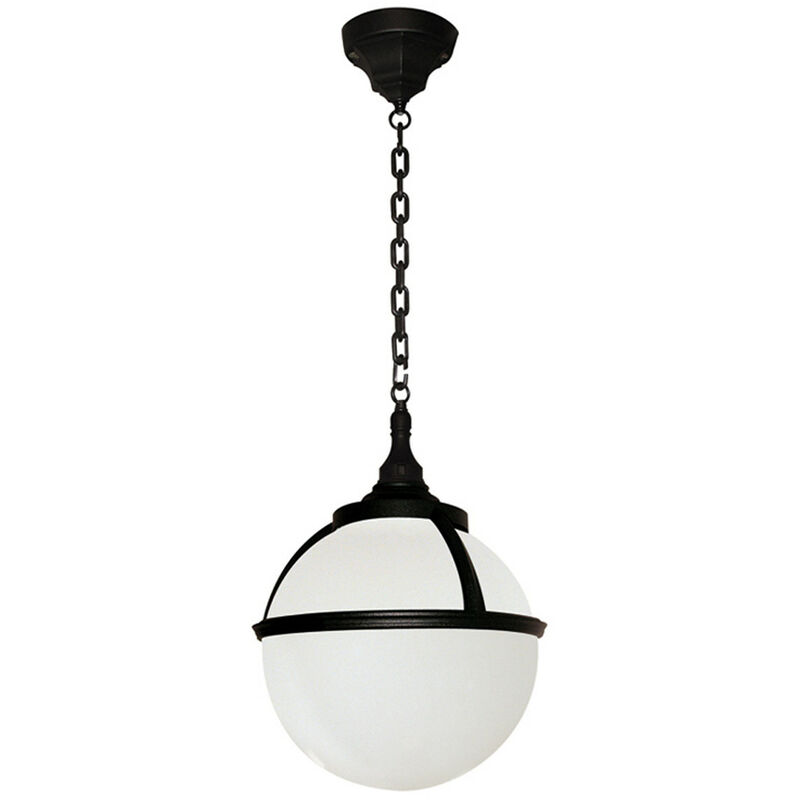 Elstead Glenbeigh - 1 Light Outdoor Globe Ceiling Chain Lantern Black IP44, E27
