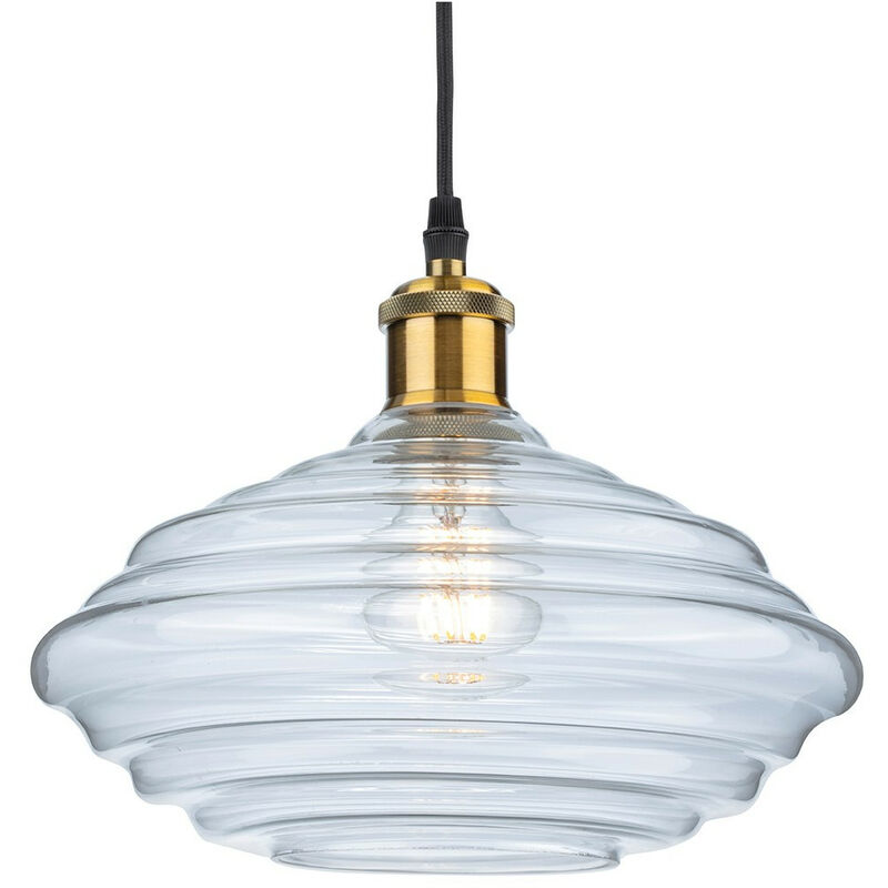 Firstlight Logan Dome Pendant Light Antique Brass With Clear Glass