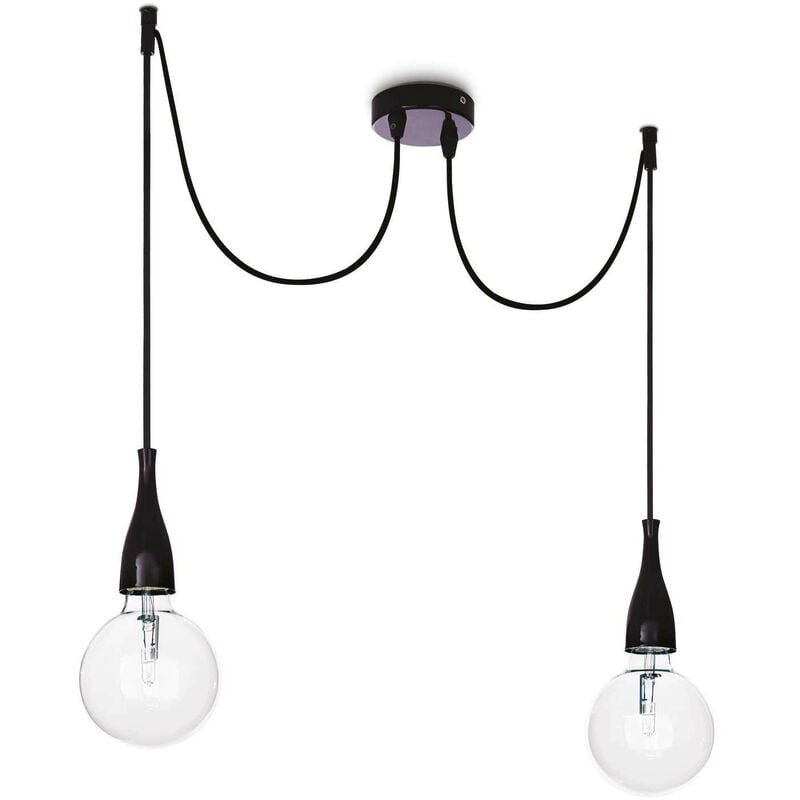 Ideal Lux Minimal - 2 Light Ceiling Pendant Black, E27