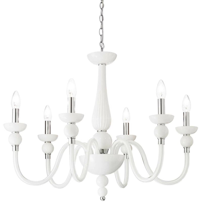 Ideal Lux Doge - 6 Light Chandelier White Finish, E14