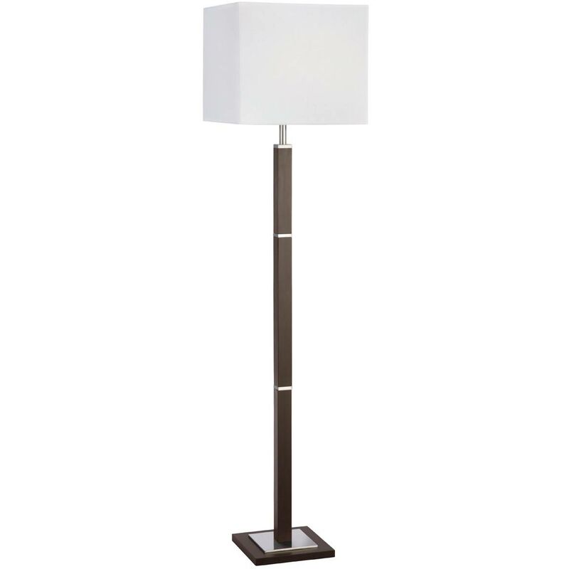 Searchlight Waverley - 1 Light Rectangle Floor Lamp Satin Silver, Brown 