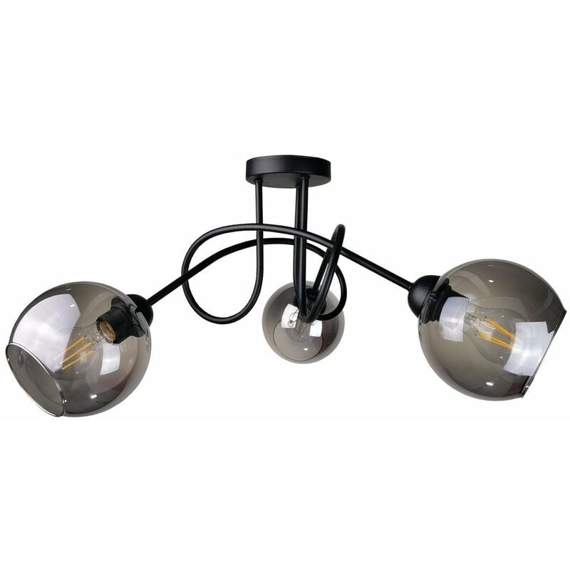 Modern Semi Flush Mount Lighting Black Ceiling Light Fixture LED Ring