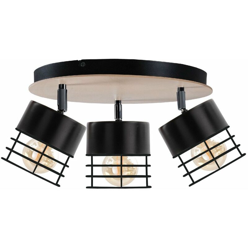 Keter Casa Ceiling Spotlight Clusters Black, Wood, 32cm, 3x E27