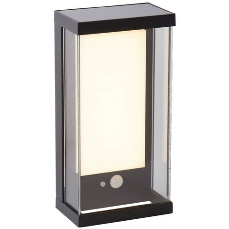 Searchlight Solar LED Wall Light with PIR Motion Sensor Black