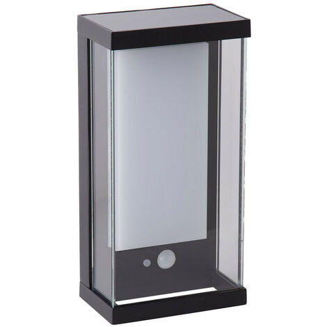 Searchlight Solar LED Wall Light with PIR Motion Sensor Black