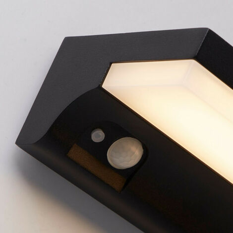 Searchlight Solar LED Wall Light with PIR Motion Sensor Black