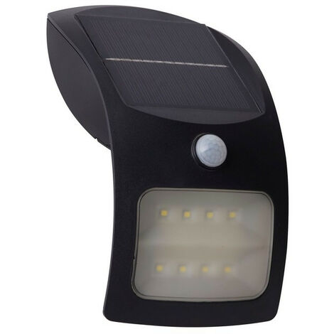 Searchlight Solar LED Wall Light With PIR with PIR Motion Sensor Black