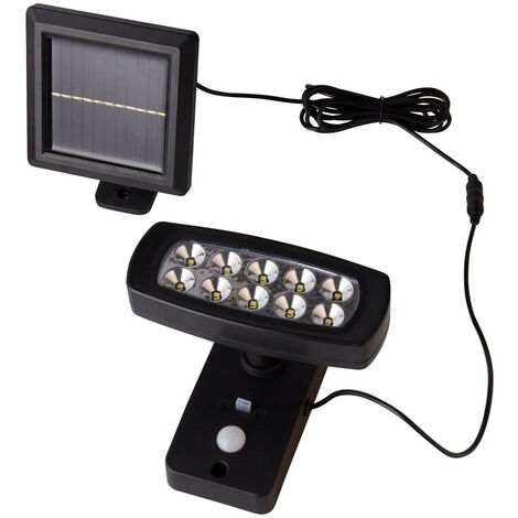Searchlight Solar LED Wall Light with PIR Motion Sensor Black