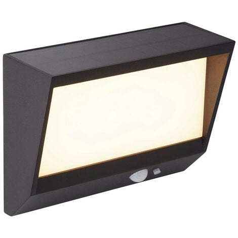 Searchlight Solar LED Wall Light with PIR Motion Sensor Black