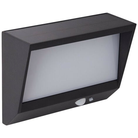 Searchlight Solar LED Wall Light with PIR Motion Sensor Black